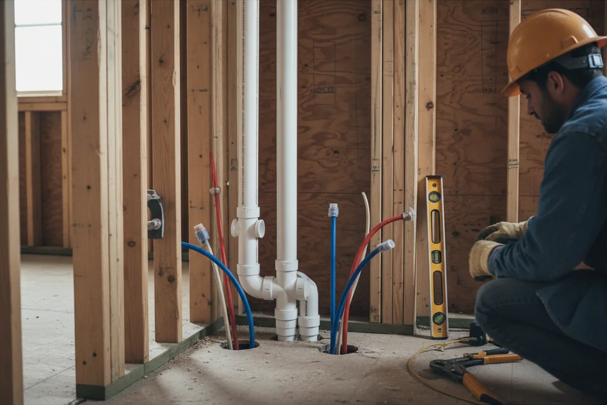 Drain and supply rough-in during Drain Cleaning in Northwood